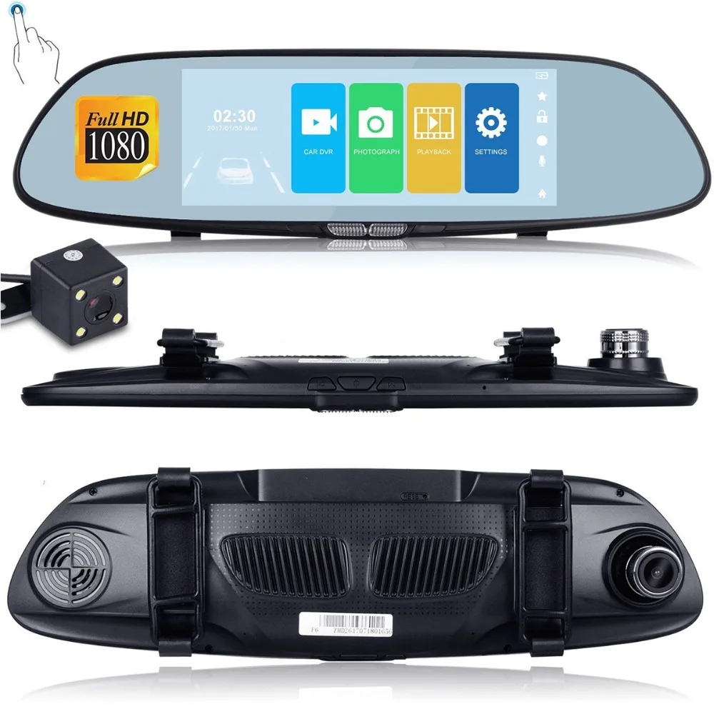 Car DVR Cam 1080HD Night Vision Dash Cam Car Camera Auto Recorder G-sensor  Auto 7 Inch Mirror Digital Video Recorder Dual Lens 