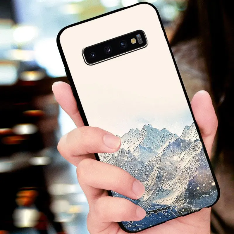 Рельефный Винтажный чехол в японском и Восточно азиатском стиле для Samsung S10 PLUS