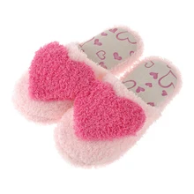 Winter Girls Home Slippers For Women Indoor Shoes Soft Cotton Warm House Shoes Plush Slippers With Bowtie Loafers Pantuflas