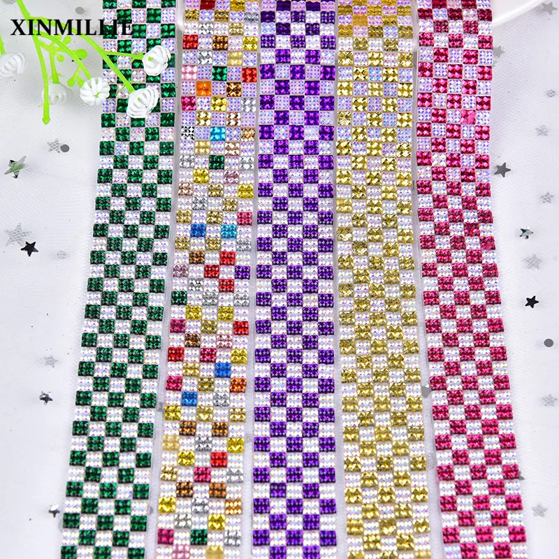 2yard/Lot исправление Rhinestone отделкой смолы лента с бисером 2 см Ширина цепочка из стразов ленты тканевая аппликация полосы для свадебное платье DIY