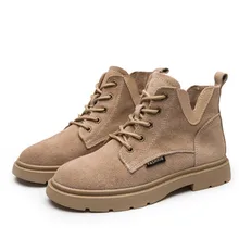 Fashion Genuine Leather Martin boots 2019 Autumn New women British style Retro Lace-up Scrub booties woman chelsea boots women Fashion Genuine Leather Martin boots 2019 Autumn New women British style Retro Lace-up Scrub booties woman chelsea boots women