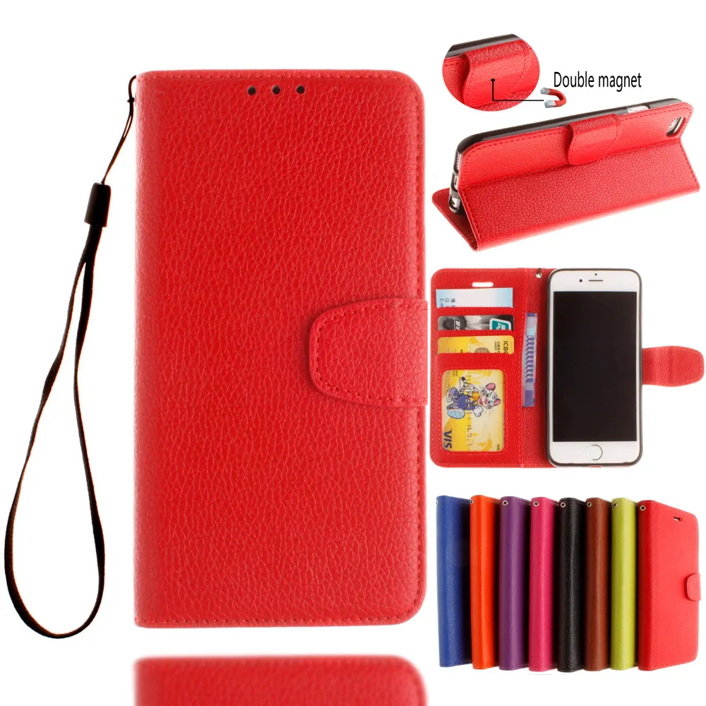 

Litchi Wallet Leather Pouch Case For Iphone 7 I7 Iphone7Plus Cards Stand Flip Phone Cover 10pcs