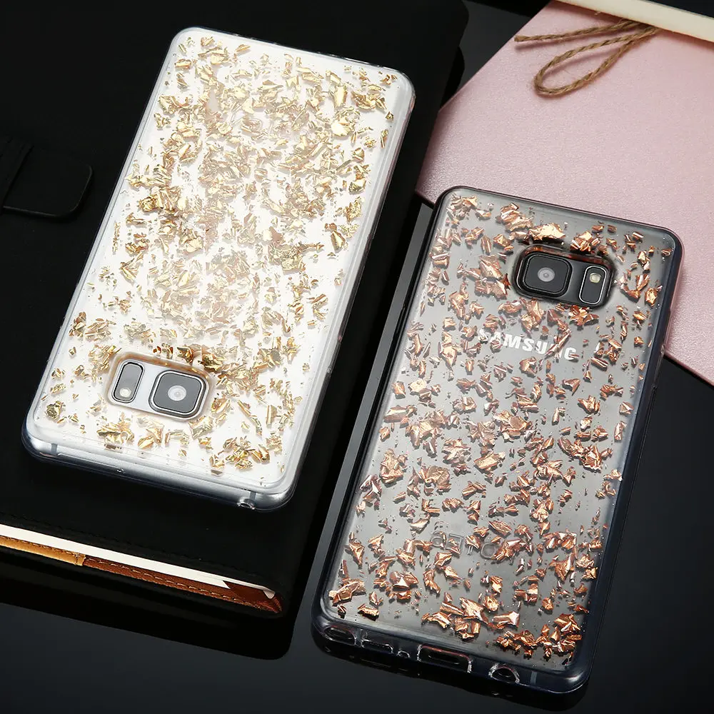 Роскошный чехол KISSCASE из золотой фольги для Samsung Note 4 5 8 A J 3 7 чехлы с блестками