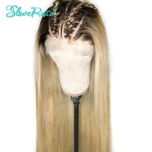 13*4 T1B/613 темные корни блонд 130% плотность кружевные передние человеческие волосы парик для черных женщин бразильские волосы отбеленные узлы Slove Rosa