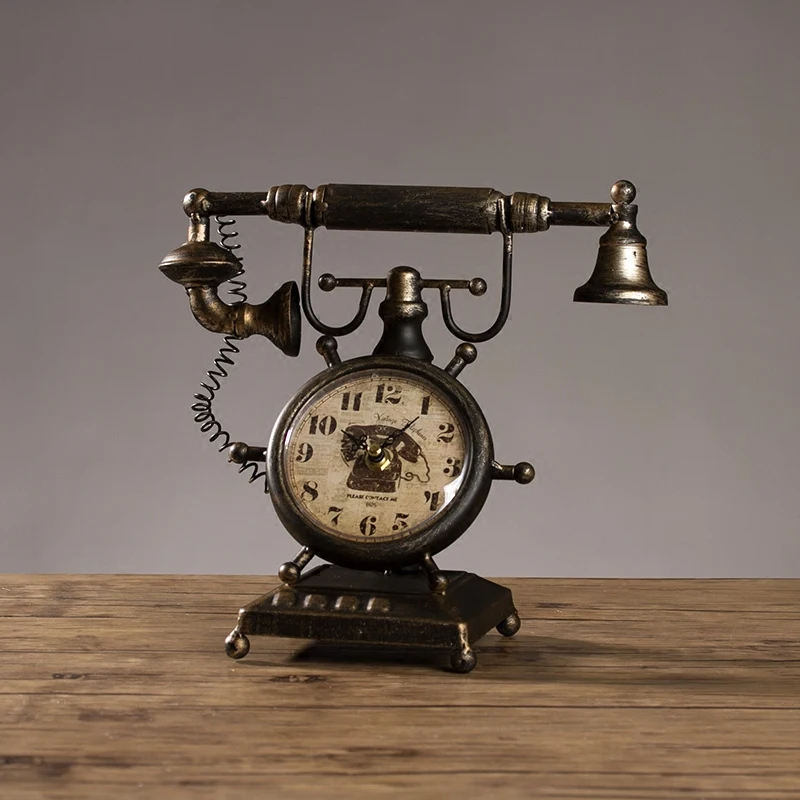 Despertador Retro Iron 6 Inch Art Clock Furnishings Home Window Decoration Table Antique Style Geometric Metal Quartz Needle