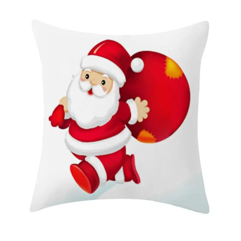 Christmas Linen Cushion Cover Throw Pillow Case Sofa Bed Home Decor Santa Claus