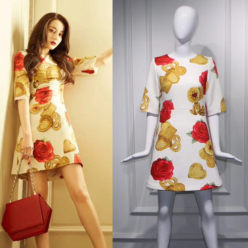 

New 2019 Summer Dili Reba's Dresses, Biscuits and Printed Fashion Famous Person with A-shaped Tide
