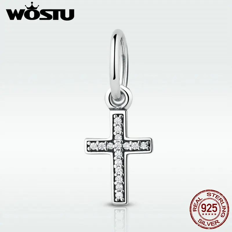 

Real 925 Sterling Silver Symbol Of Faith Cross Dangle Charm Fit Original WST Bracelet Authentic Jewelry Christian Gift