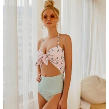 Halter Trikini One Piece Swimsuit Female Push UP Swimwear Swim One-piece Strappy Bathing Suit Fused May Sexy Women Monokini oiyeefo violet owl print lavender swimsuit one piece adjustable straps halter 2018 monokini women bathers beach may plavky damy