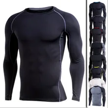 Мужская Спортивная футболка с длинным рукавом быстросохнущая компрессионная рубашка для бега фитнес-плотно Теннисный футбольный Тренажерный Зал Топы Плюс Размер 6XL