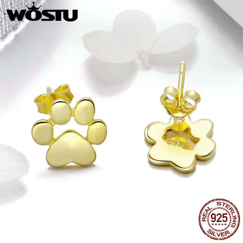 Женские серьги гвоздики WOSTU из стерлингового серебра 925 пробы с золотыми