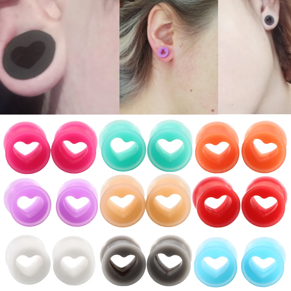 2 шт. силиконовые Заглушки для ушей в форме сердца|tunnel earrings|plugs and tunnelsear plugs |