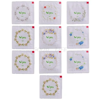 

10x Cartoon Floral Print Condom Shape Wet Wipes Tissue Hand Face Cleaning Travel