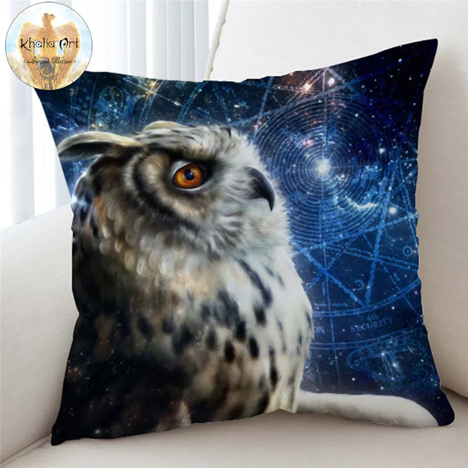 

Time Traveler Owl by KhaliaArt Cushion Cover 3D Printed Decorative Pillow Case Look Up Galaxy Pillow Covers Ponder Funda Cojin