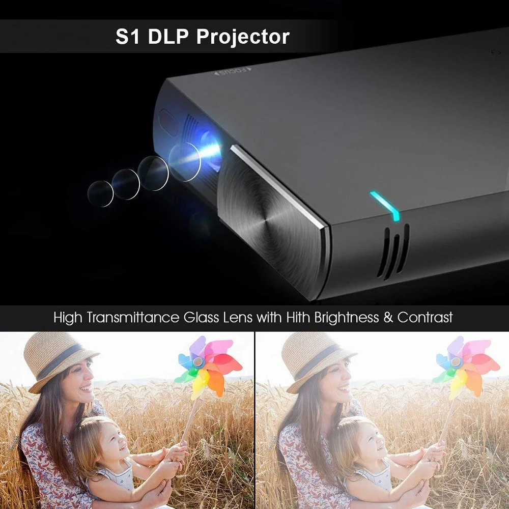 Портативный мини проектор Sound Charm DLP 2000 лм синхронизация проводного дисплея для