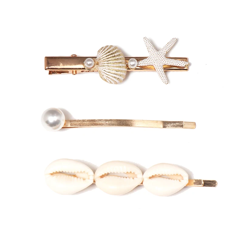 JUJIA za Designs Jewelry Sea Shell Handmade Hair Clips For Women Barrettes Trendy Pearl Hair Pins Accessories - Окраска металла: 60205