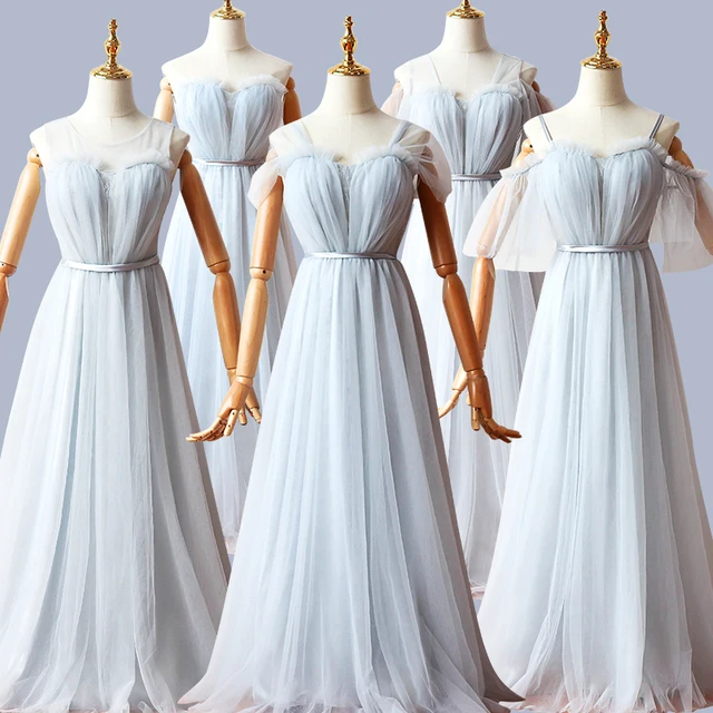 Best Offers Patchwork Mesh Appliques Floor-Length long dress Gray Bandage Dresses Woman Party Night