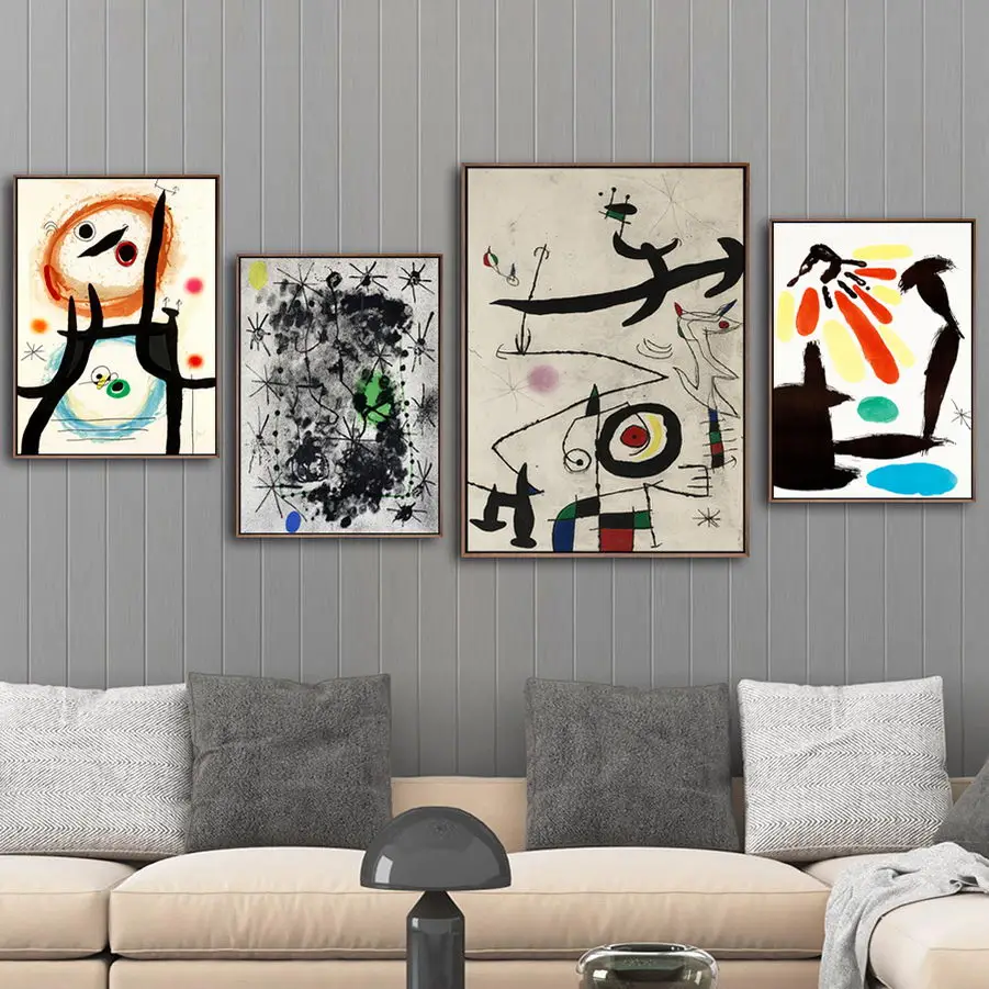 

Canvas Painting Prints Home Decor Wall Art Spanish Joan Miro Pictures Modular Nordic Watercolor Creative Poster For Living Room
