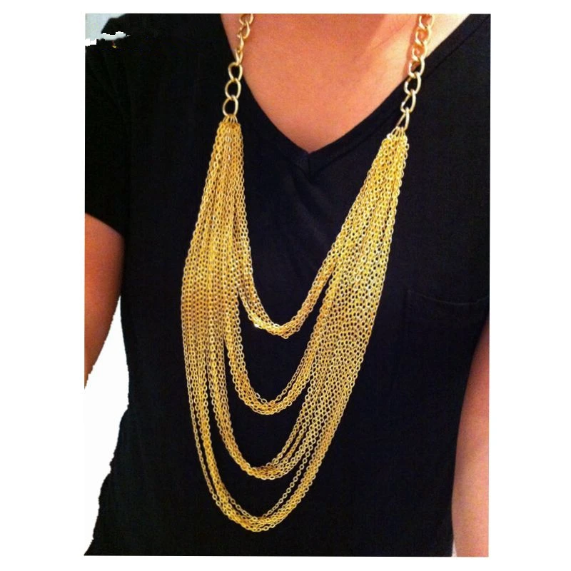 CirGen Fashion Gold Color Metal Chain Necklaces Multi layer Long / Choker Chains short Necklace