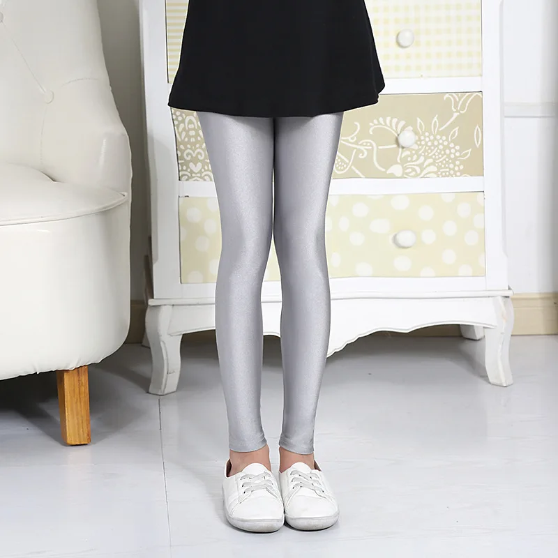 Girls Pants 2-16 Years Girl Candy Color Solid Ankle Length Slim Fitted Shine for School kids pants girls trousers
