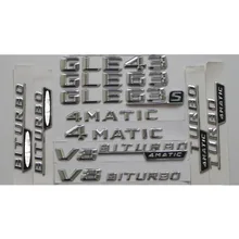 Cromo de plata brillante de maletero trasero número de letras insignia emblema emblemas etiqueta para Mercedes Benz GLE43 GLE63 GLE63s AMG 4 MATIC