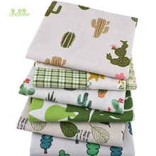 Chainho, 6 шт./лот, хлопковая льняная ткань с принтом, зеленая серия, Лоскутная Ткань для рукоделия, шитье и подстилка, материал для сумок, 25x45 см