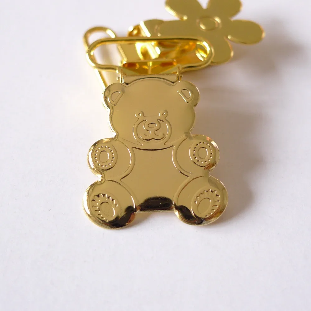 

25pcs 1'' 25mm GOLD Color Bear Shape Suspender Clips
