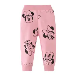 Штаны для маленьких девочек, длинные брюки с рисунком мышки, новая модная детская зимняя одежда, хлопчатобумажные спортивные брюки для