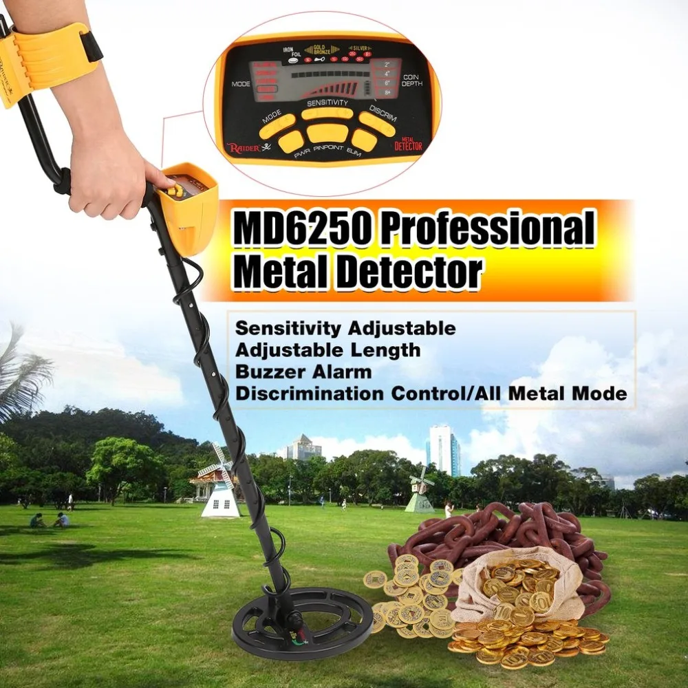 

ACEHE MD6250 Professional Portable Mini Underground Metal Detector Handheld Treasure Hunter Gold Digger Finder Length Adjustable