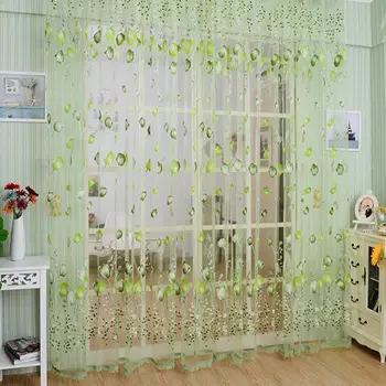 

Shading Tulip Flower Sheer Window Curtain Beads Tassel Door Scarf Drapes Valance