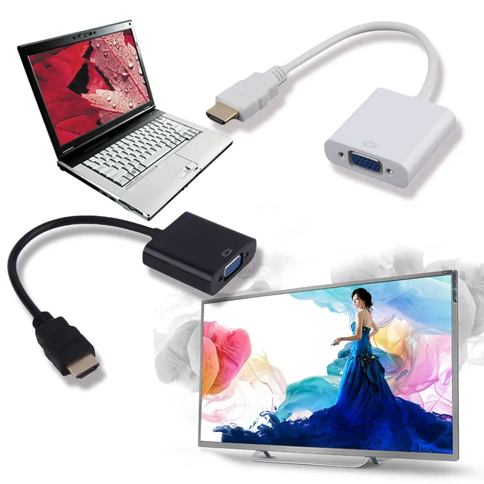 2шт 1080 P HDMI мужчина к VGA Женский видео конвертер адаптер кабель для ПК DVD HDTV