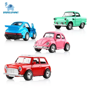 

Alloy Car Toy Vehicles Acousto-optic Toy Mini Pull Back Car Metal Diecast Vehicle door open classic cars For Boys W light sound
