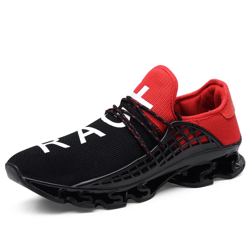 OZERSK/Повседневная обувь для мужчин; Новинка года; модная летняя удобная мягкая мужская обувь из сетчатого материала высокого качества; дышащая обувь для пар - Цвет: Black Red