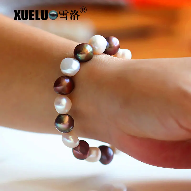 

XUELUO Mixed Color Charming Fashion Natural Baroque Genuine Cultured Freshwater Pearl Bracelet