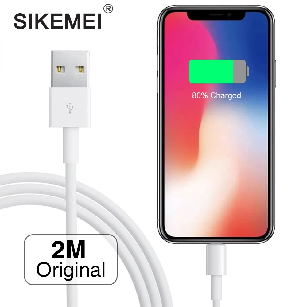 SIKEMEI 1 м USB 8-контактный кабель для iPhone X XS 8 7 6 S Plus 5s iPad Air 1 метр USB зарядное устройство шнур синхронизации данных провод - Тип штекера: 2 Meter