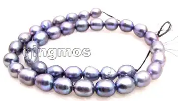 

SALE Big 9-10mm Natural Black Freshwater rice Pearl Loose Beads 14"-los588 Wholesale/retail Free shipping