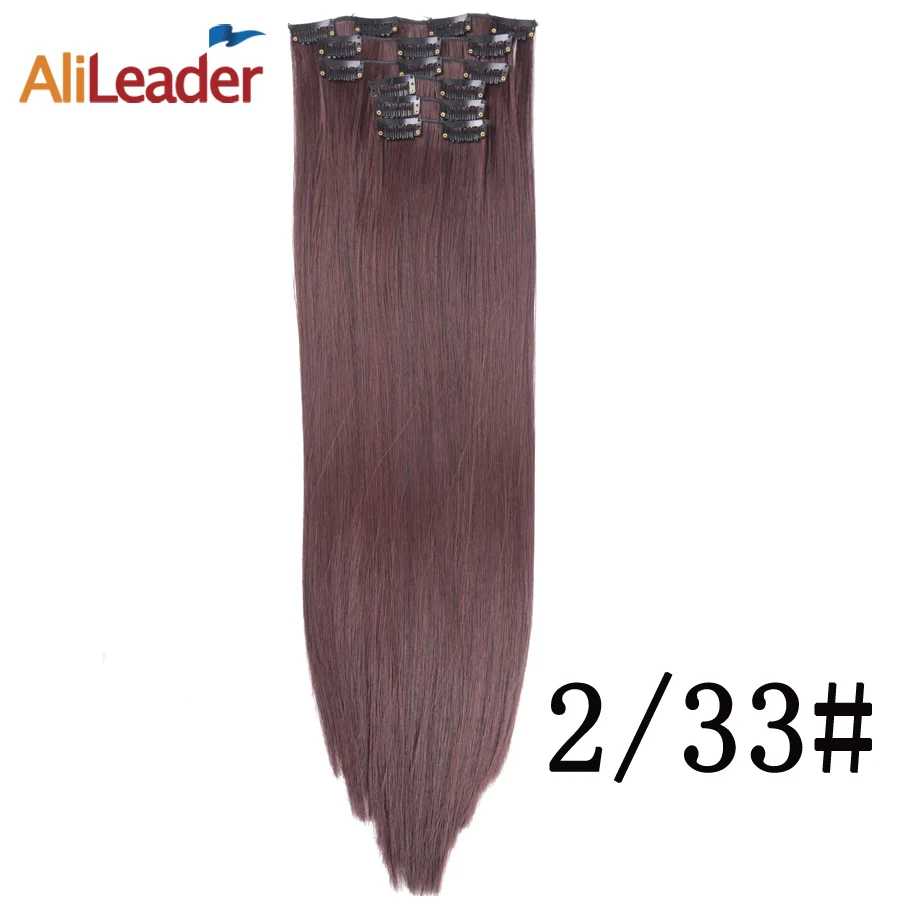 Alileader, 140 г, 16 клипс, длинные волнистые прически, синтетические волосы с эффектом омбре на клипсах для наращивания, термостойкие накладные волосы, блонд, коричневый - Цвет: 2-33