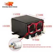 product 60mm dual port 044 pump use racing black Billet aluminium oil catch can fuel surge tank oct1116