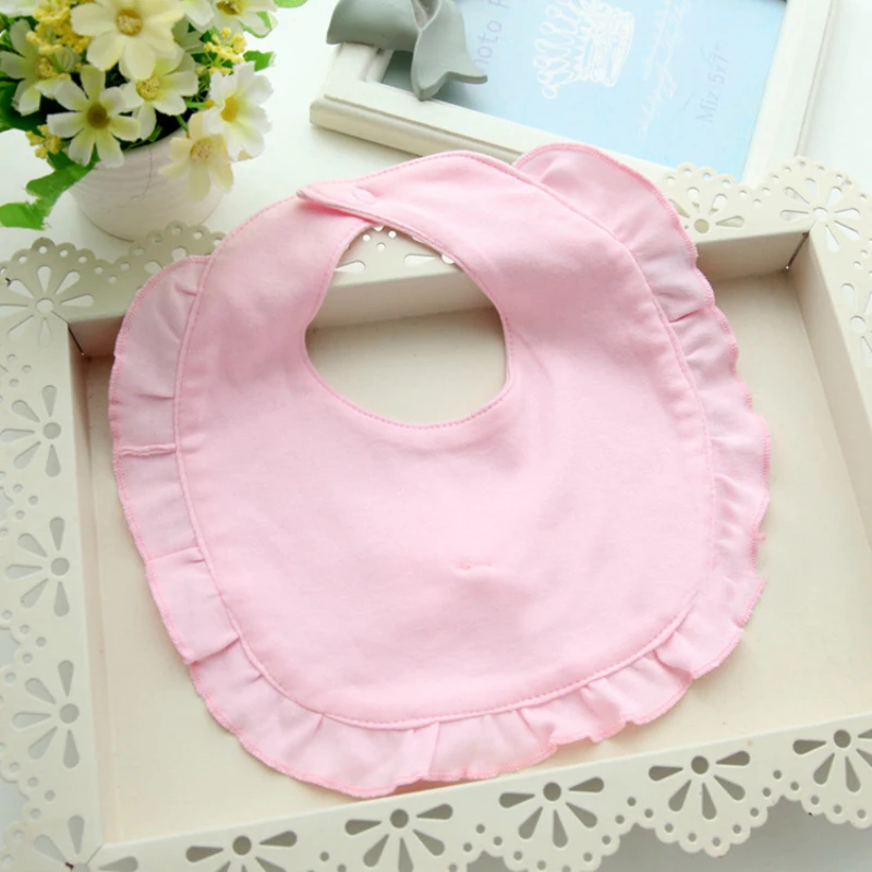 Baby Bibs Burp Cloths Cotton Bandana Bibs Baby Girls Lolita Saliva Towel Ruffle Bow Newborn Infant Plain Feeding Bib Pink Yellow (6)
