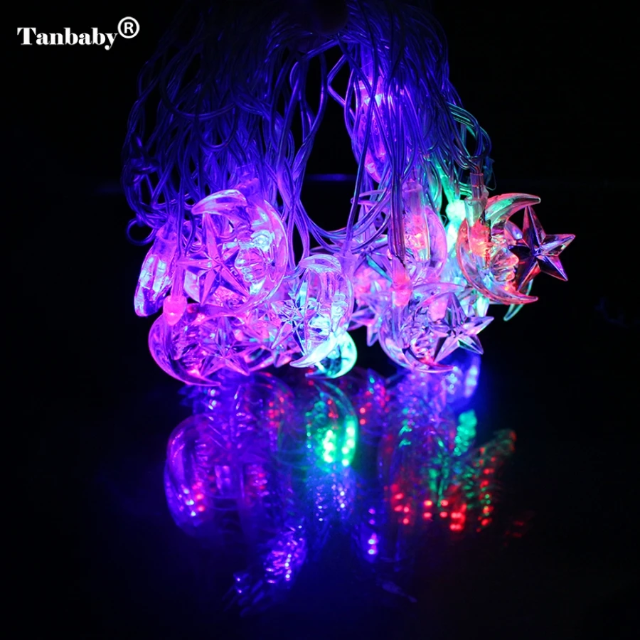 

4M 20LEDs Stars&Moon Multicolor LED AC110V/220V String Lights Decorative Lamp for Christmas Holiday Wedding Parties event