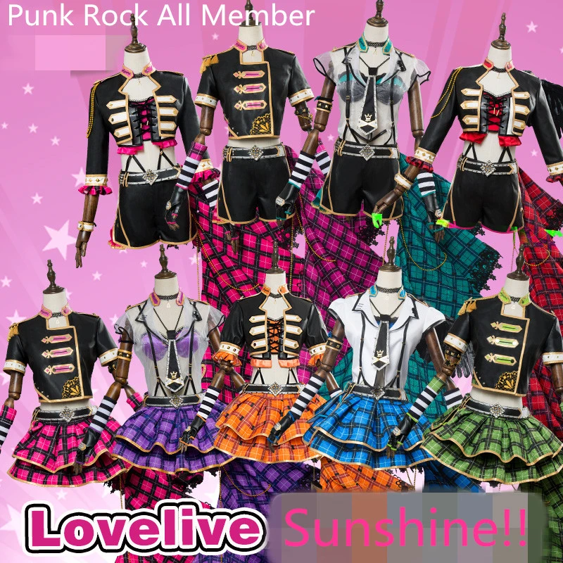 Аниме Love Live Sunshine Косплей панк Рок Пробуждение все члены Костюм Хэллоуин Униформа
