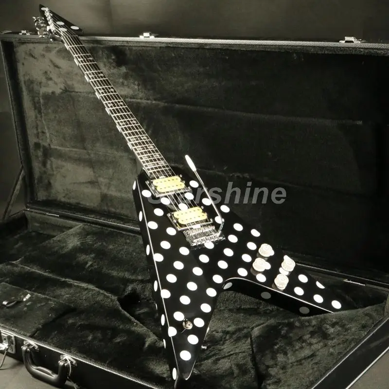 

Fly V Randy Rhoads Electric Guitar X4-13 Polka Dot Tremolo Bridge Ebony Fingerboard