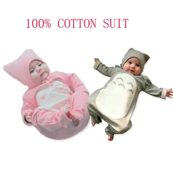 

Baby Clothes Full Sleeve 100% Cotton Girls Boys Romper Jumpsuit Clothes & Hat Funny Totoro Infant Outfits Spring Autumn