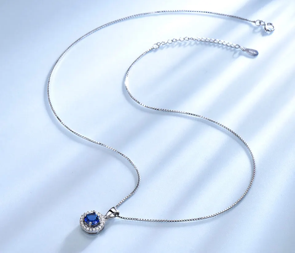 UMCHO настоящий 925 пробы, серебряные ювелирные наборы, сапфировые серьги-гвоздики, ожерелье, элегантный подарок на день рождения для женщин, хорошее ювелирное изделие