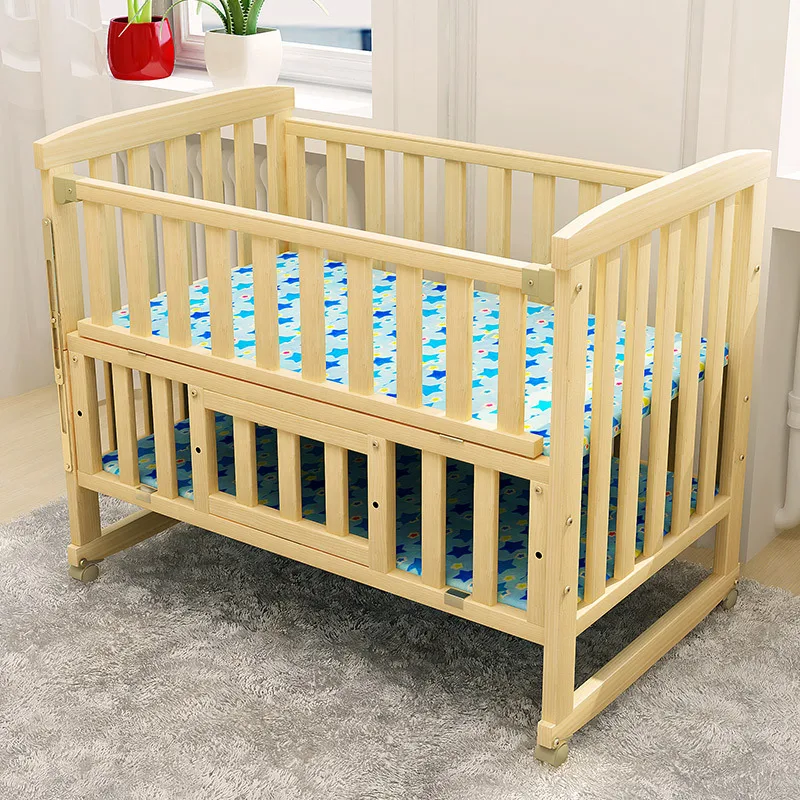 

Solid Wood Newborn Baby Bed Multifunctional Cradle Children Baby Playpen Crib Wooden Bed Mosquito Net