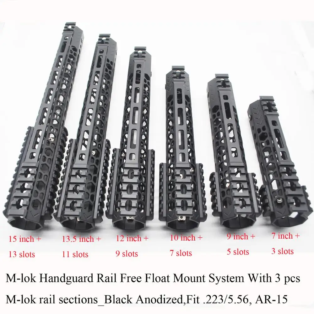 

Aplus 7'' 9'' 10'' 12'' 13.5'' 15'' Unique Design M-lok Handguard Rail Free Float Mount System with 3 pcs M-lok rail sections