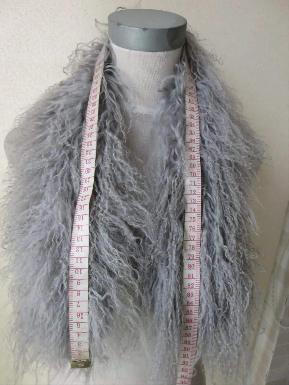 100% натуральный меховой шарф из ягненка с зажимом/накидка/серый|fur scarf|free shipping