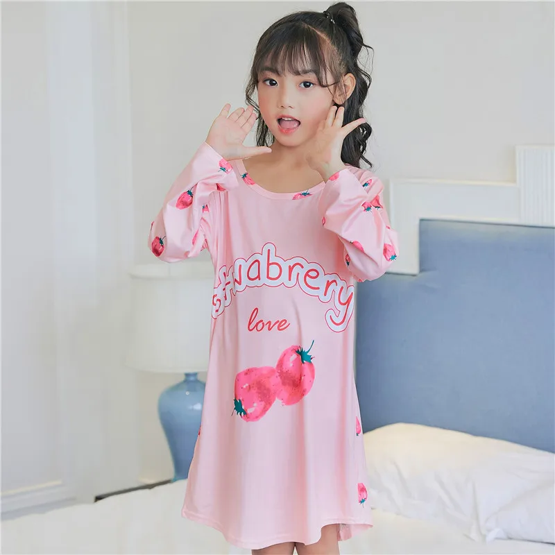 

Spring and autumn girls nightgowns children long sleeved loose Home Furnishing clothing flounce Princess Baby nightdress