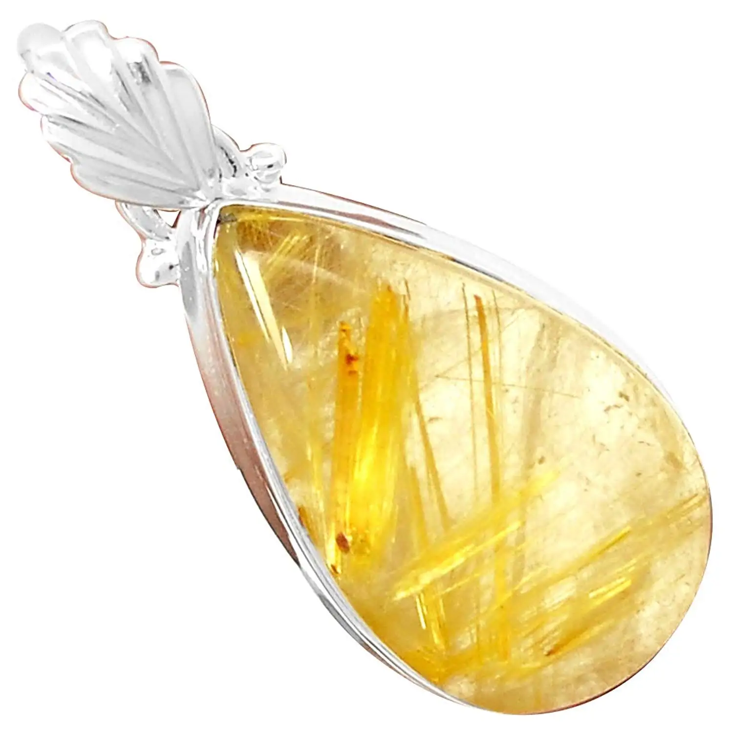 

Nature GOLDEN RUTILE PENDANT Pendant 925 Sterling Silver, 38 mm, MHBAP5355