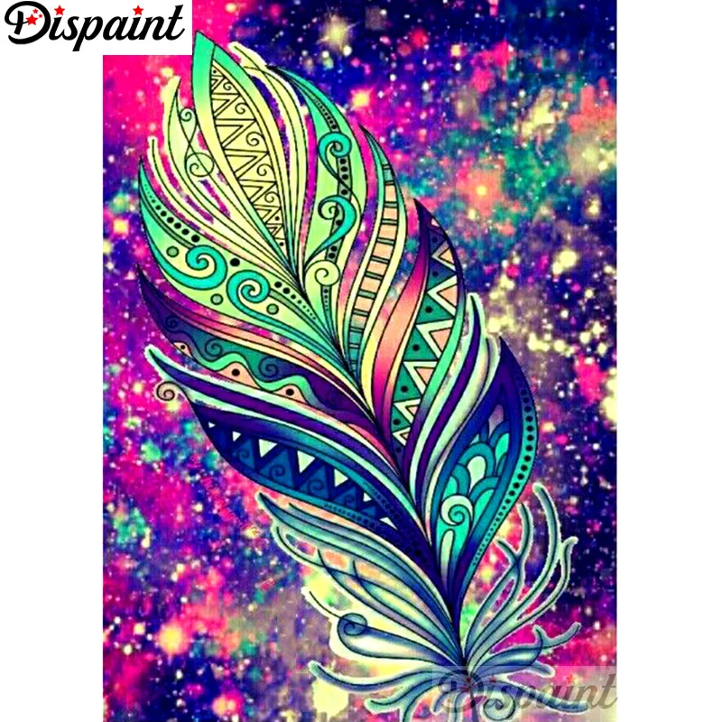 

Dispaint Full Square/Round Drill 5D DIY Diamond Painting "Colored feather" 3D Embroidery Cross Stitch Home Decor Gift A12515